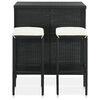 vidaXL 3 Piece Bar Set Poly Rattan Black
