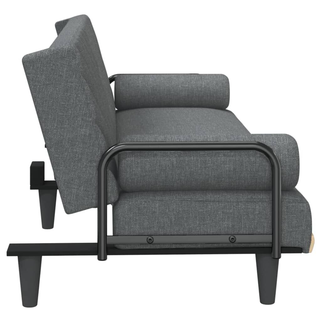 vidaXL Sofa Bed with Armrests Dark Grey Fabric