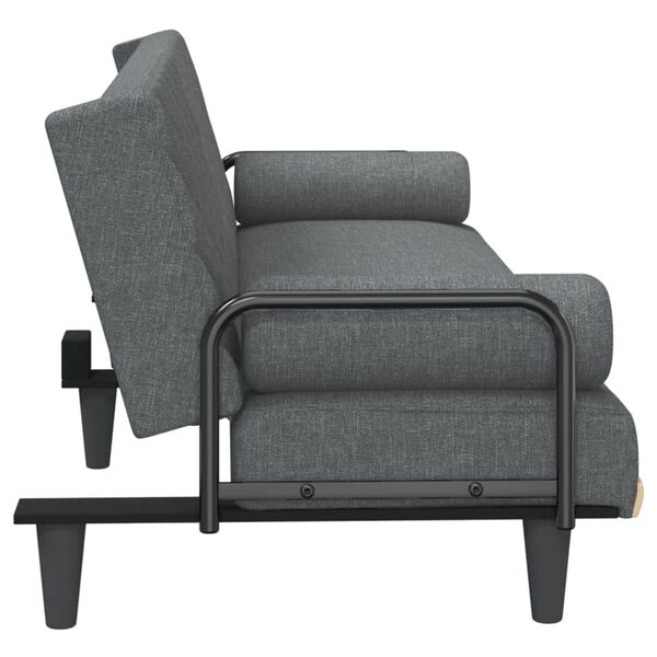 vidaXL Sofa Bed with Armrests Dark Grey Fabric