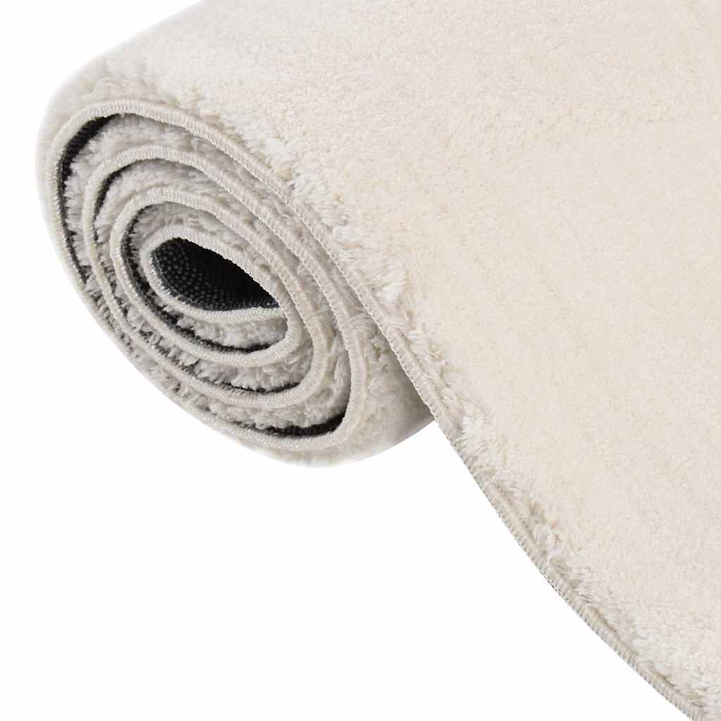 vidaXL Washable Rug Soft Shaggy Cream 160x230 cm Anti Slip