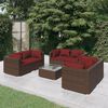 vidaXL 7 Piece Garden Lounge Set with Cushions Poly Rattan Brown