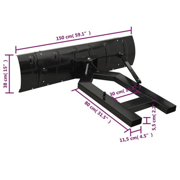 vidaXL Snow Plough for Forklift 150x38 cm Black