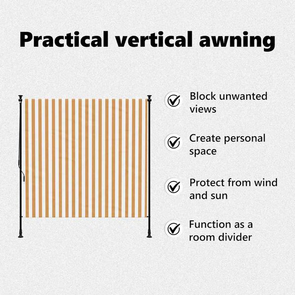 vidaXL Outdoor Roller Blind Orange and White 150x270 cm Fabric&Steel