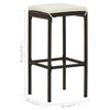 vidaXL Bar Stools with Cushions 2 pcs Brown Poly Rattan