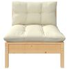 vidaXL Garden Middle Sofa with Cream Cushions Solid Pinewood