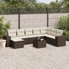 vidaXL 9 Piece Garden Sofa Set with Cushions Brown Poly Rattan