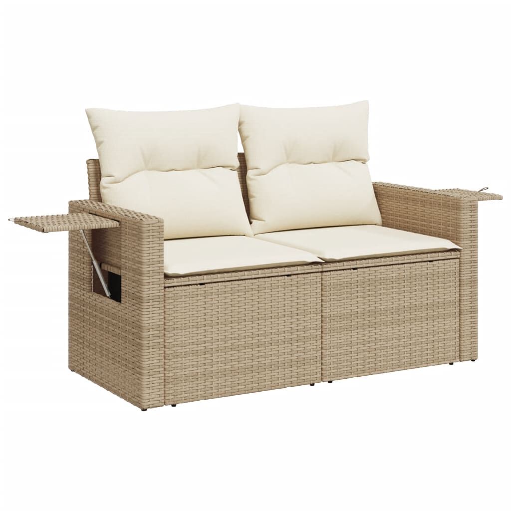 vidaXL 13 Piece Garden Sofa Set with Cushions Beige Poly Rattan