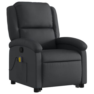 vidaXL Stand up Massage Recliner Chair Black Real Leather