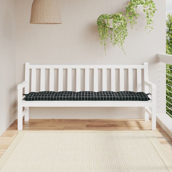 vidaXL Garden Bench Cushion Black Check Pattern 180x50x7cm Oxford Fabric
