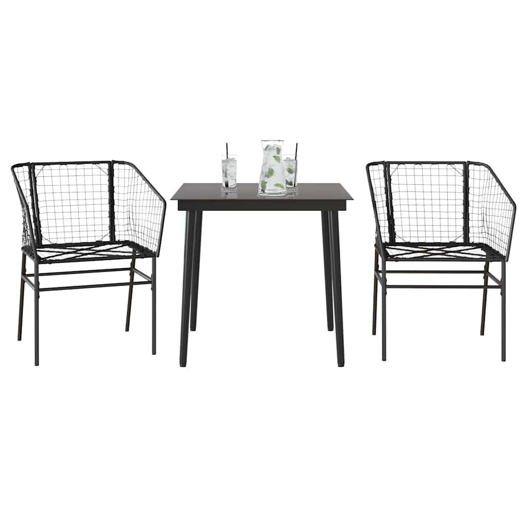vidaXL 3 Piece Garden Dining Set Brown Poly Rattan Glass