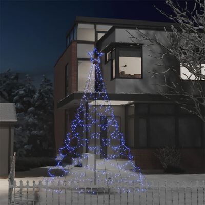 vidaXL Christmas Tree with Metal Post 500 LEDs Blue 3 m