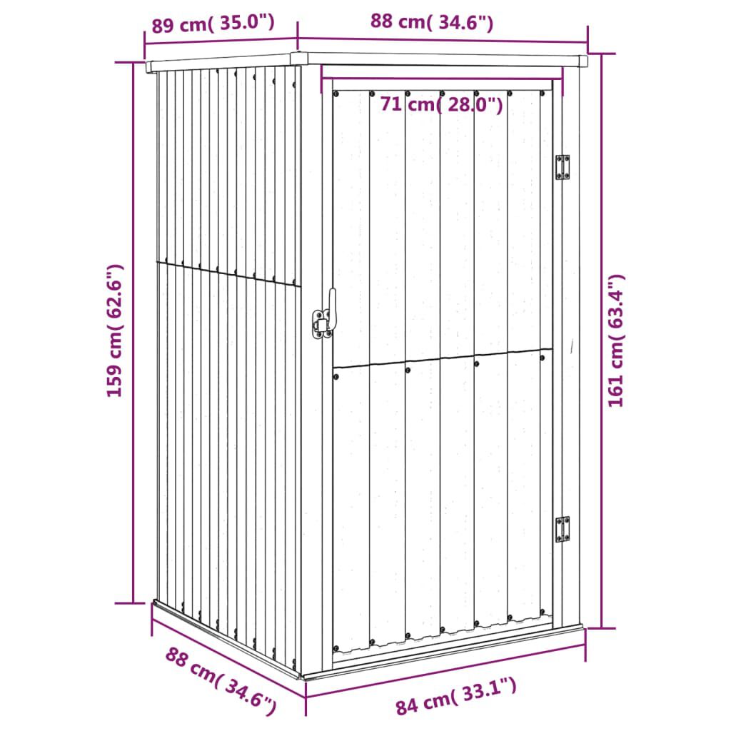 vidaXL Garden Tool Shed Green 88x89x161 cm Galvanised Steel