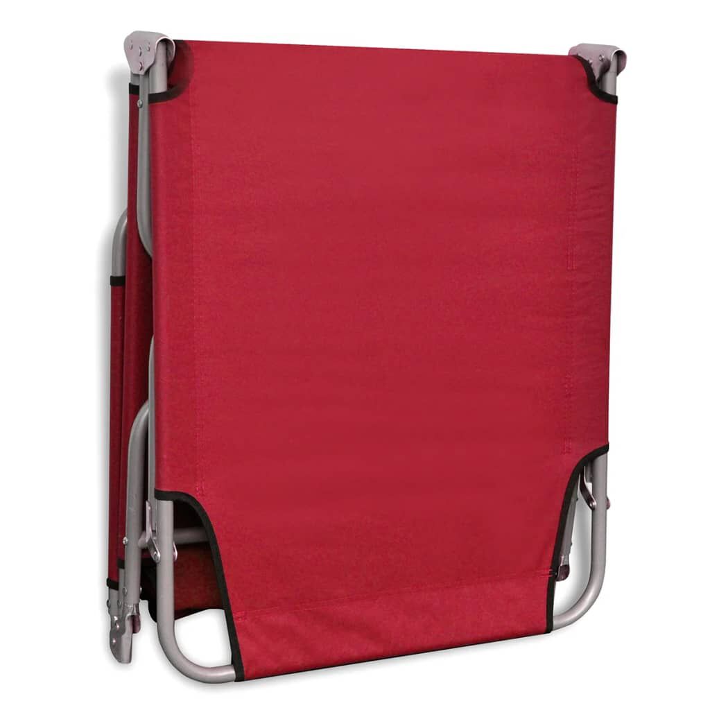 vidaXL Folding Sun Lounger Powder-coated Steel Red