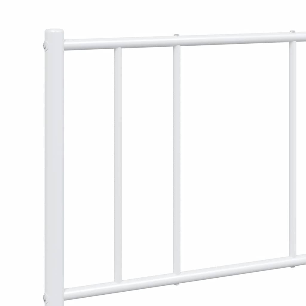 vidaXL Metal Bed Frame without Mattress with Headboard White 135x190cm