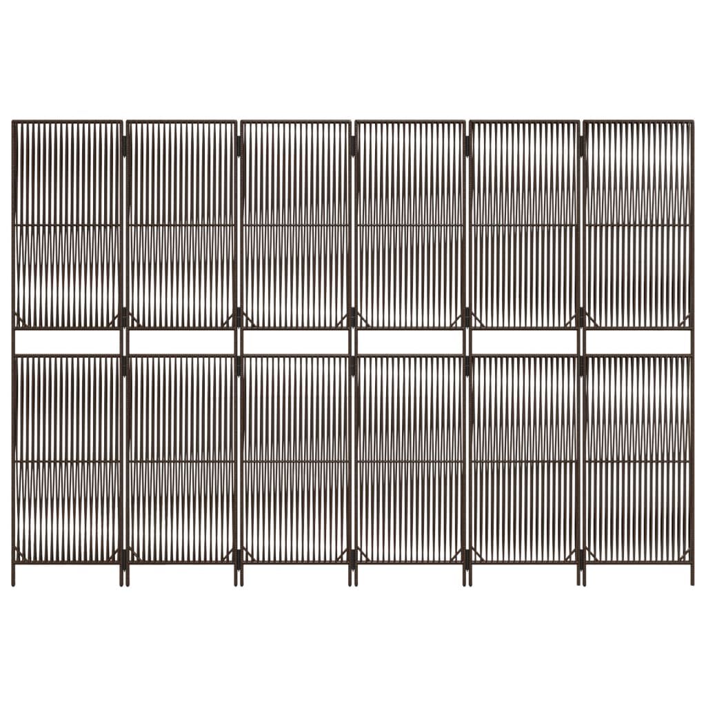 vidaXL Room Divider 6 Panels Brown Poly Rattan