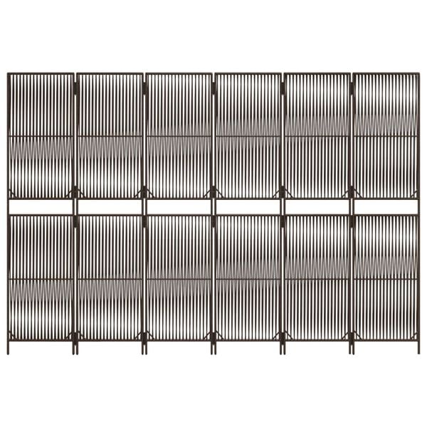 vidaXL Room Divider 6 Panels Brown Poly Rattan