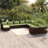 vidaXL 11 Piece Garden Lounge Set with Cushions Poly Rattan Brown