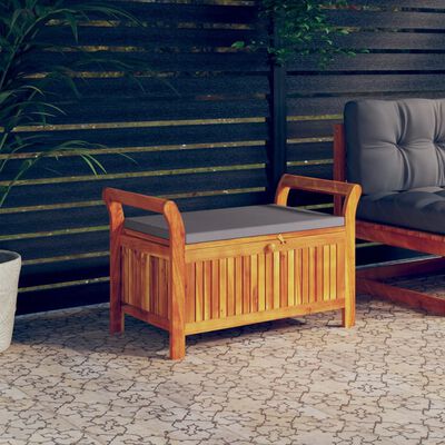 vidaXL Garden Storage Bench with Cushion 91 cm Solid Wood Acacia