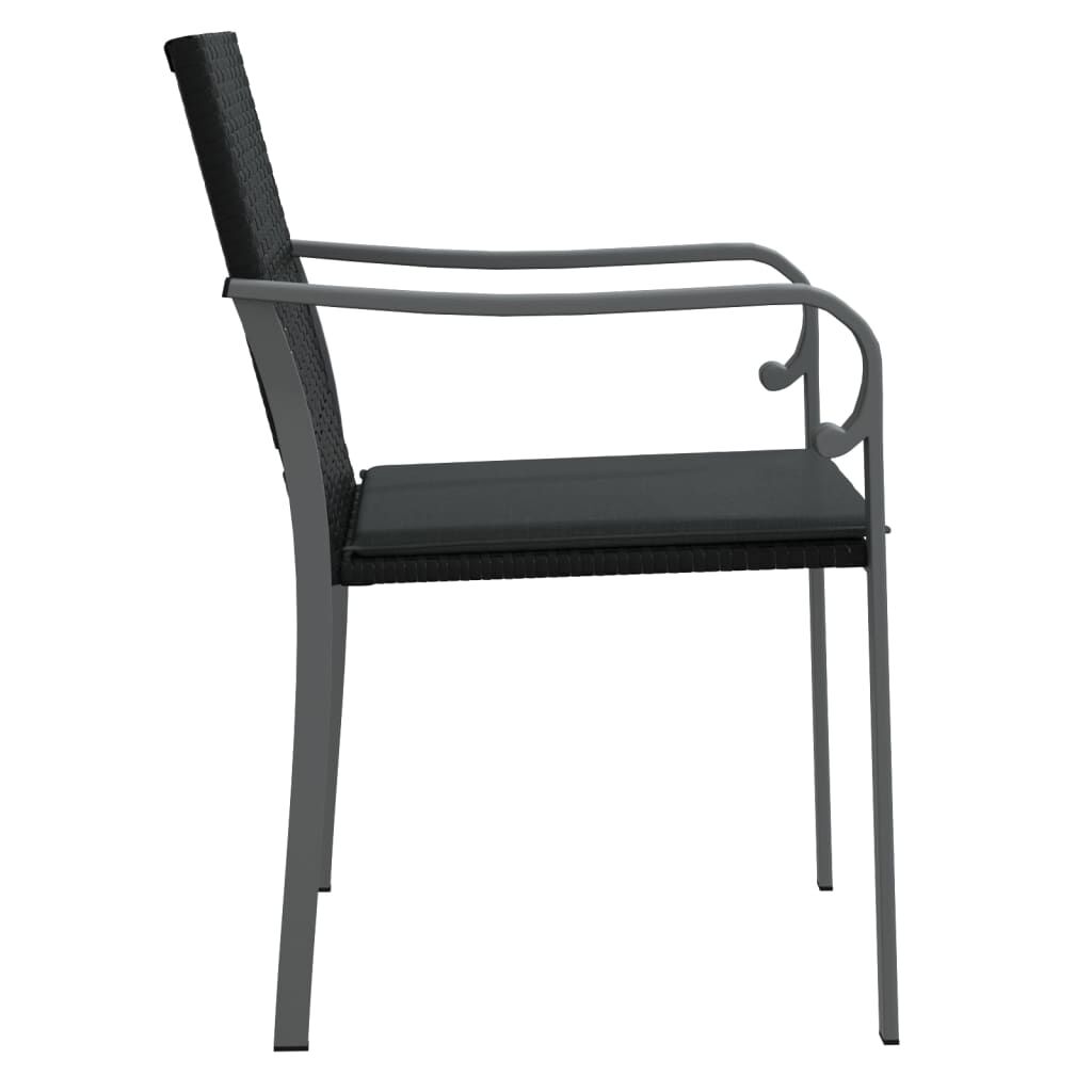 vidaXL Garden Chairs with Cushions 2 pcs Black 56x59x84 cm Poly Rattan