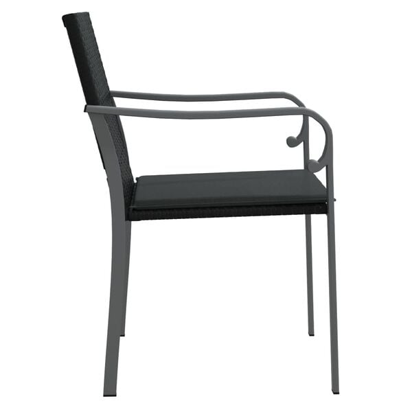 vidaXL Garden Chairs with Cushions 2 pcs Black 56x59x84 cm Poly Rattan