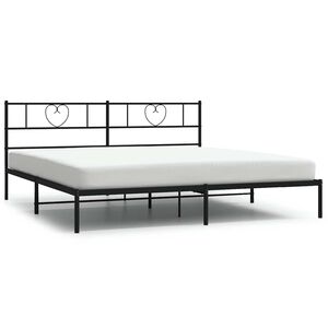 vidaXL Metal Bed Frame without Mattress with Headboard Black 193x203cm
