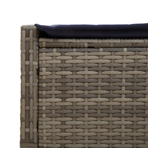 vidaXL Double Sun Lounger with Cushions Grey Poly Rattan