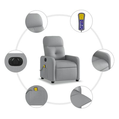 vidaXL Electric Massage Recliner Chair Light Grey Fabric