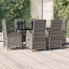 vidaXL 7 Piece Garden Dining Set with Cushions Black and Grey Poly Rattan