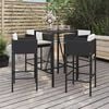 vidaXL 5 Piece Garden Bar Set with Cushions Black Poly Rattan