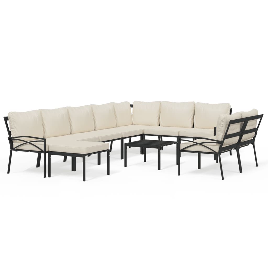 vidaXL 11 Piece Garden Lounge Set with Sand Cushions Steel