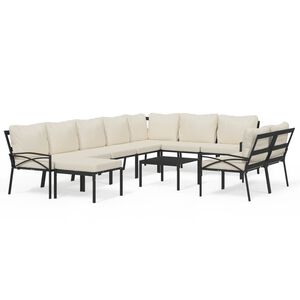 vidaXL 11 Piece Garden Lounge Set with Sand Cushions Steel
