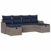 vidaXL Sofa Set with Cushion Manual 6 pcs Grey and Navy Poly Rattan