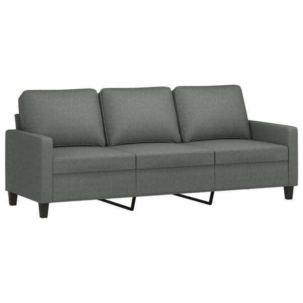 vidaXL 3-Seater Sofa with Footstool Dark Grey 180 cm Fabric