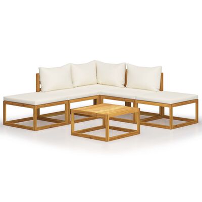 vidaXL 6 Piece Garden Lounge Set with Cushions Solid Acacia Wood