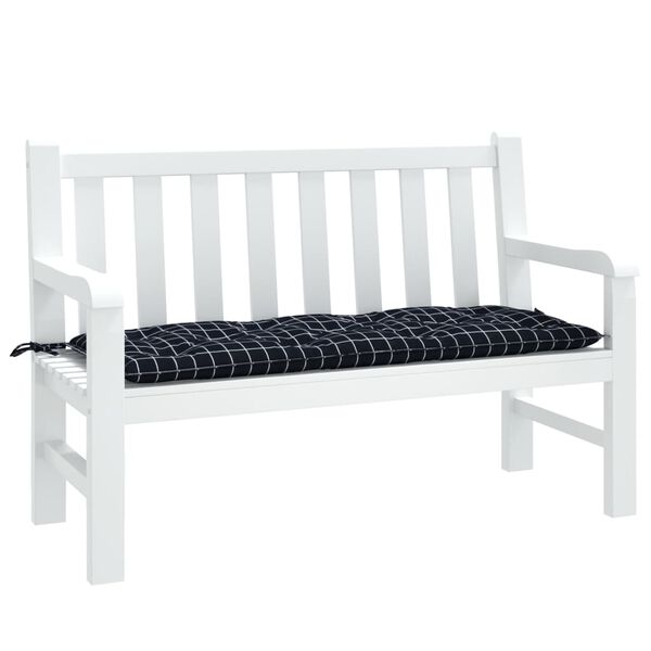 vidaXL Garden Bench Cushion Black Check Pattern 120x50x7 cm Fabric