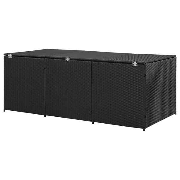 vidaXL Garden Storage Box Poly Rattan 180x90x70 cm Black