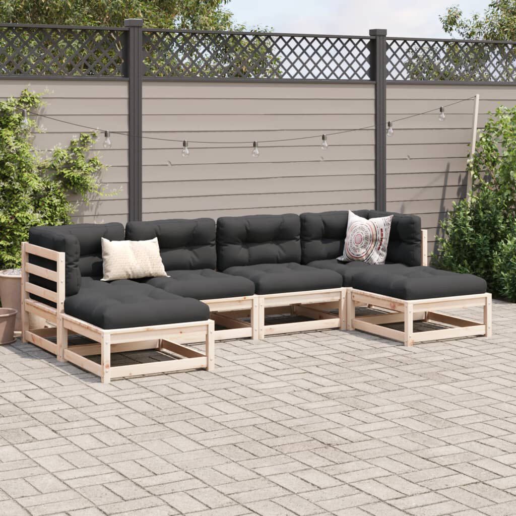 vidaXL 6 Piece Garden Sofa Set with Cushions Solid Wood Pine