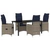 vidaXL Table and Chair Set with Cushion 5 pcs Grey PE Rattan
