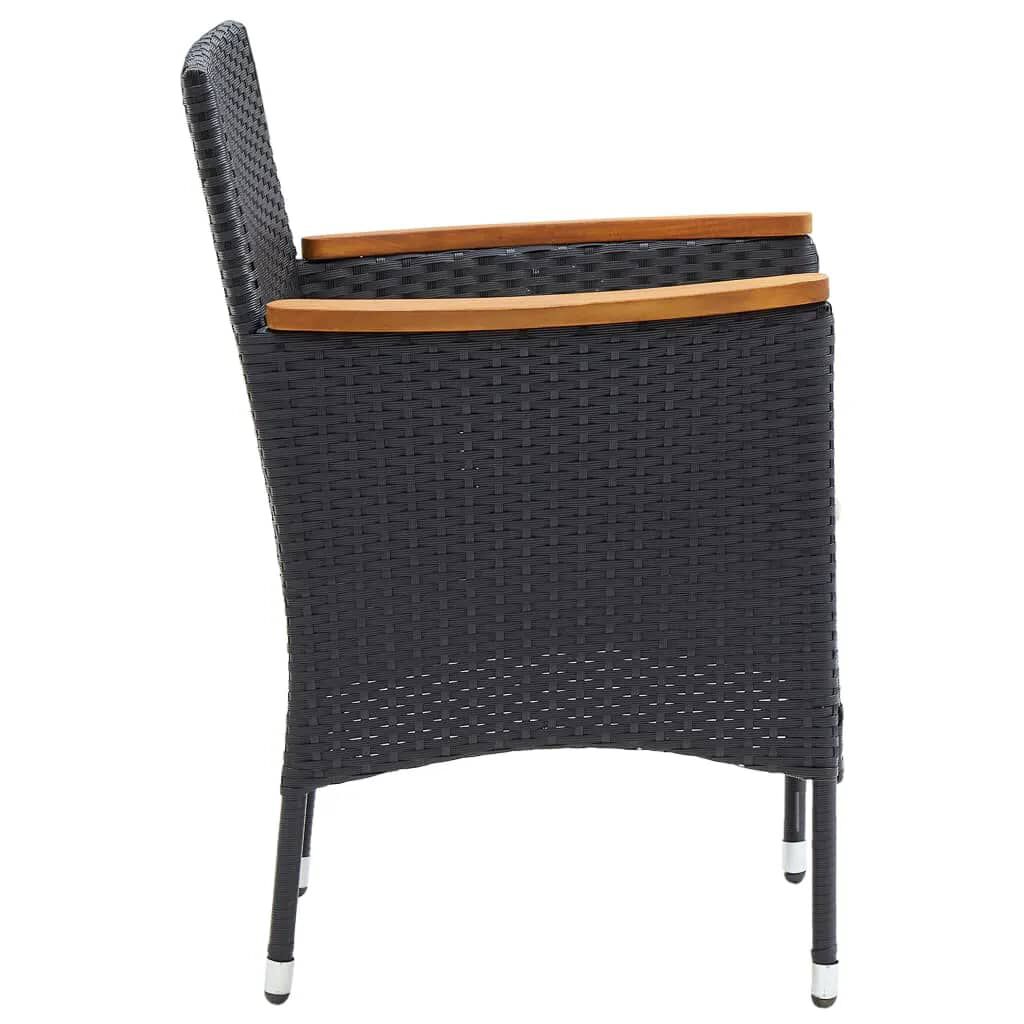 vidaXL 7 Piece Garden Dining Set with Cushions Poly Rattan Black