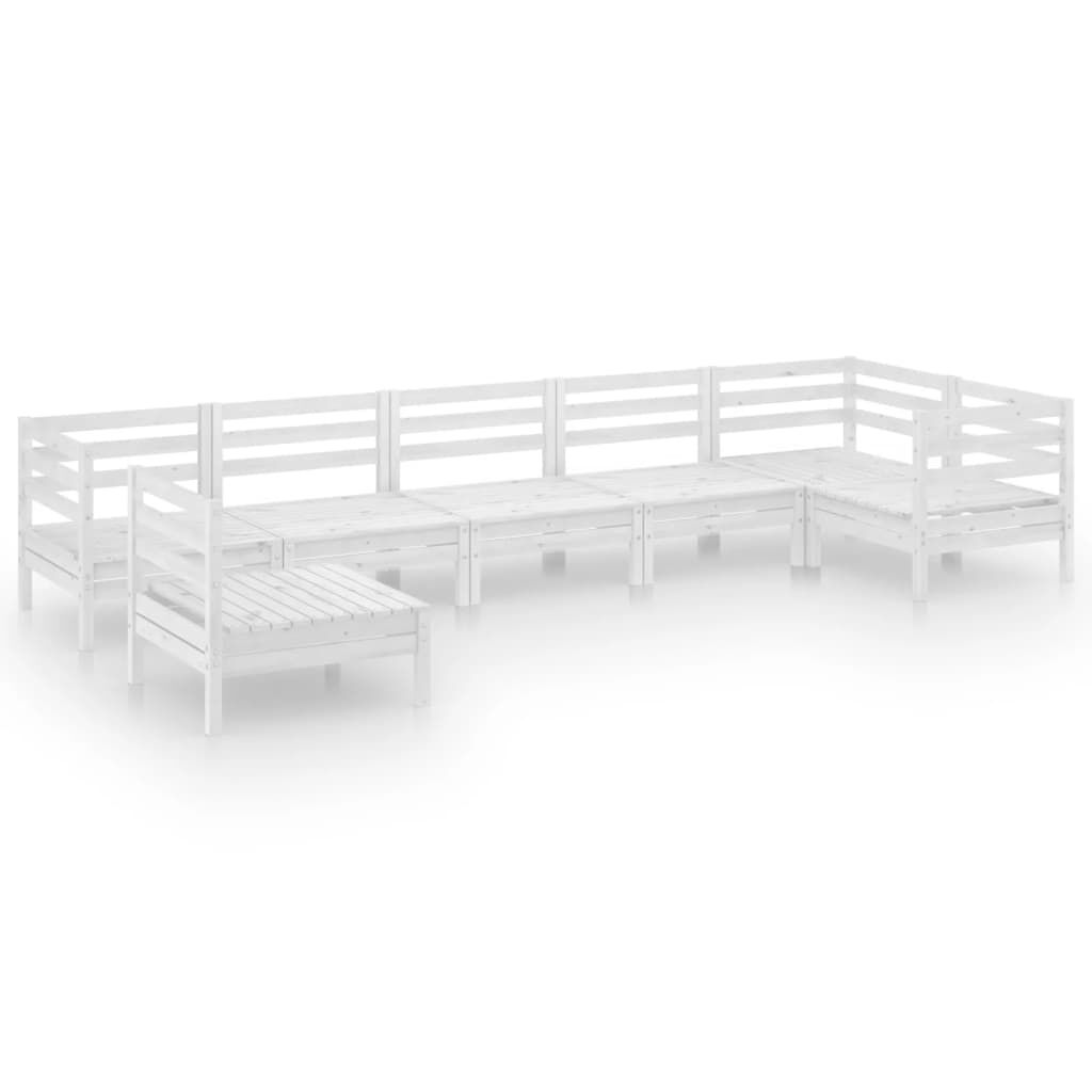 vidaXL 7 Piece Garden Lounge Set Solid Pinewood White
