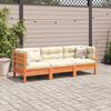 vidaXL 3 Piece Garden Sofa Set with Cushions Wax Brown Solid Wood Pine