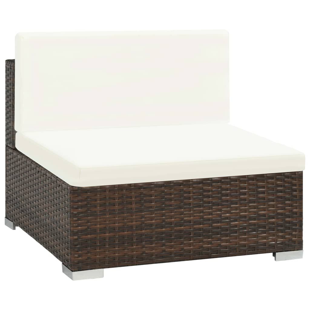 vidaXL 7 Piece Garden Lounge Set with Cushions Poly Rattan Brown