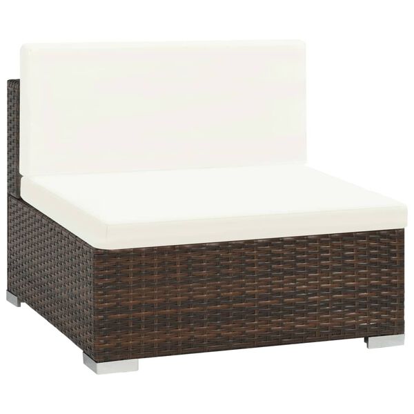 vidaXL 7 Piece Garden Lounge Set with Cushions Poly Rattan Brown