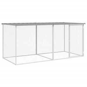 vidaXL Chicken Cage with Roof Light Grey 203x98x90 cm Galvanised Steel
