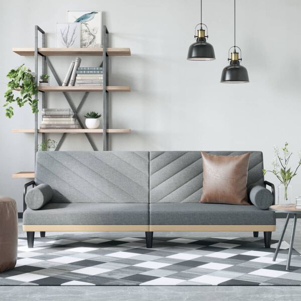 vidaXL Sofa Bed with Armrests Light Grey Fabric