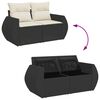 vidaXL 10 Piece Garden Sofa Set with Cushions Black Poly Rattan