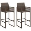 vidaXL Garden Bar Stools 2 pcs Brown Poly Rattan
