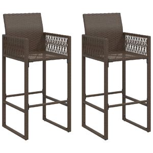 vidaXL Garden Bar Stools 2 pcs Brown Poly Rattan