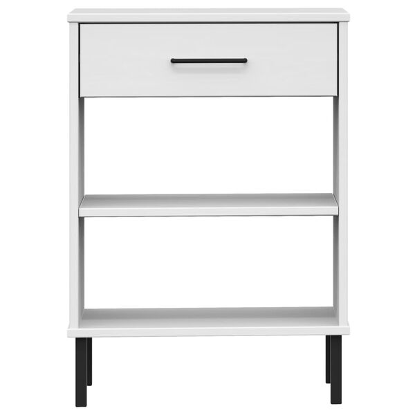 vidaXL Console Cabinet with Metal Legs White Solid Wood Pine OSLO