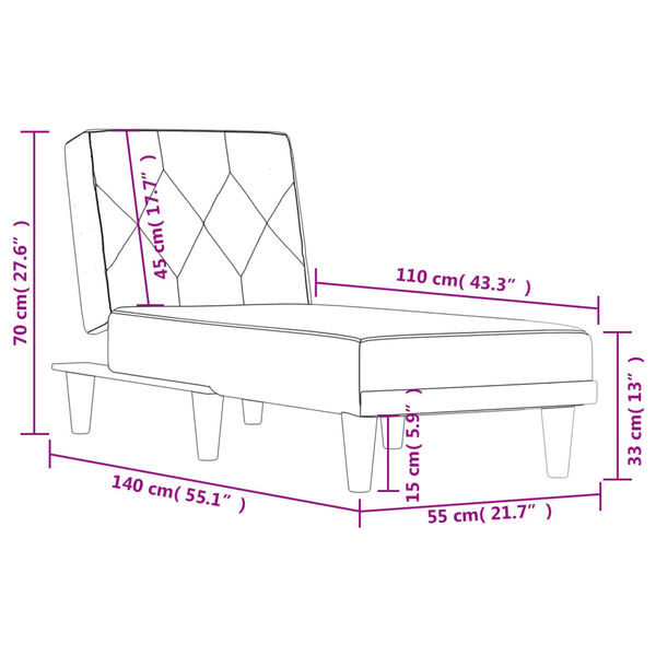 vidaXL Chaise Longue Black Velvet